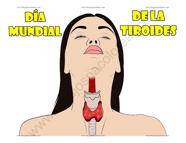 Día Mundial de la Tiroides dibujo a color y para colorear